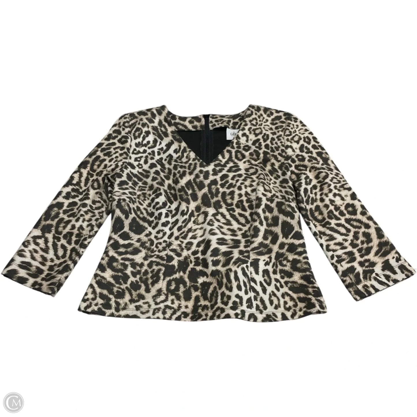 Top 3/4 Sleeve By Cabi In Leopard Print, Size: S