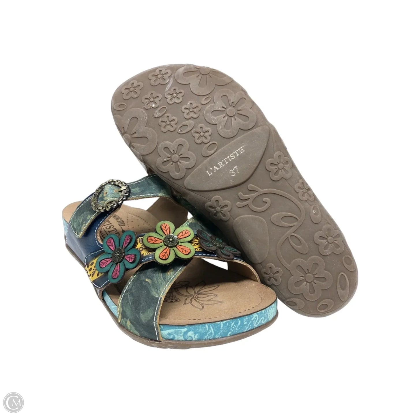 Sandals Heels Wedge By Spring Step In Floral Print, Size: 6.5