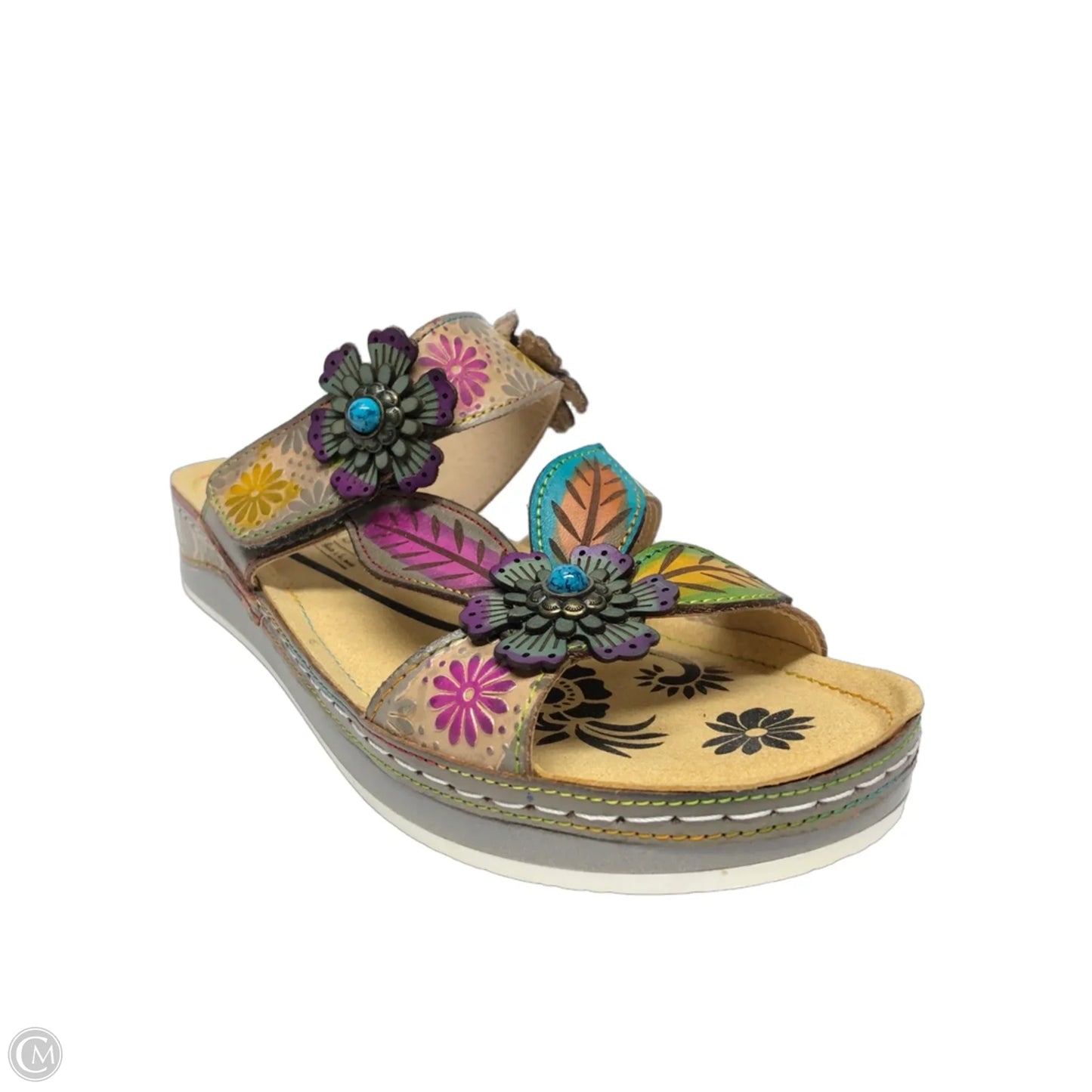 Sandals Heels Wedge By Spring Step In Floral Print, Size: 6.5