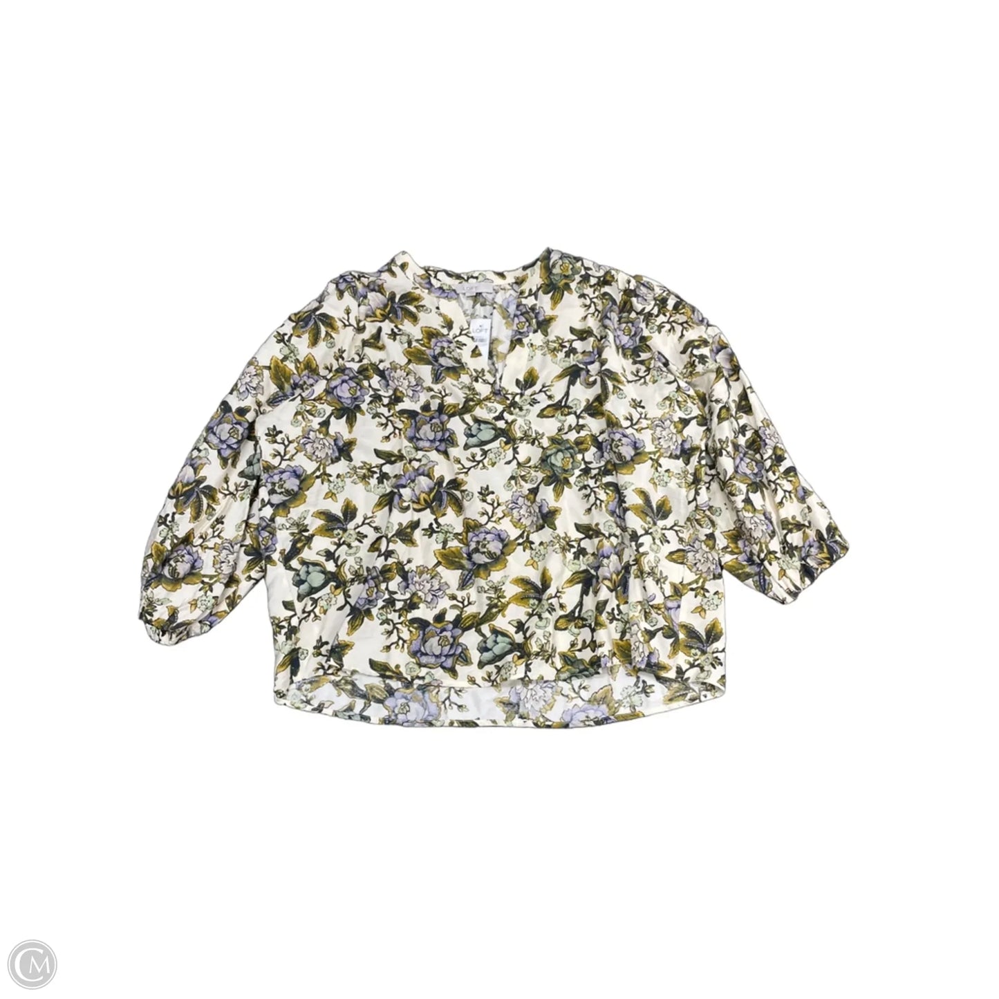 Blouse Long Sleeve By Loft In Floral Print, Size: L