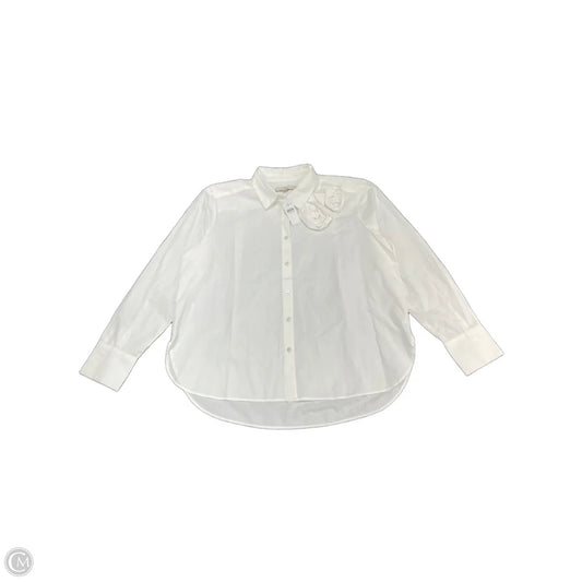 Top Long Sleeve By Loft In White, Size: L