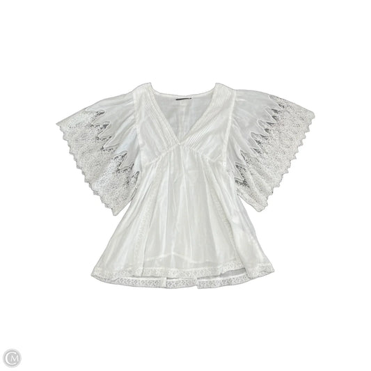 Blouse Short Sleeve By Cmc In White, Size: S