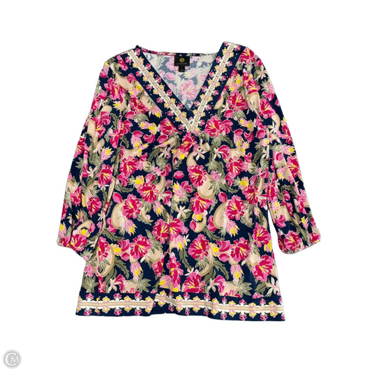 Top Long Sleeve By Jm Collections In Floral Print, Size: S