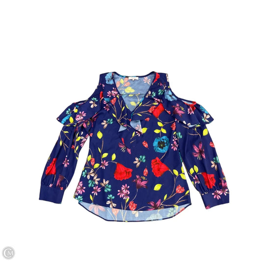 Tunic Long Sleeve By Jm Collections In Floral Print, Size: Xl