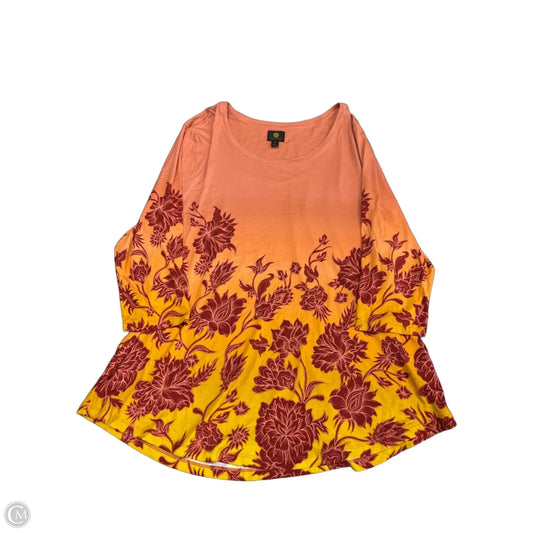 Tunic Long Sleeve By Jm Collections In Floral Print, Size: Xxl