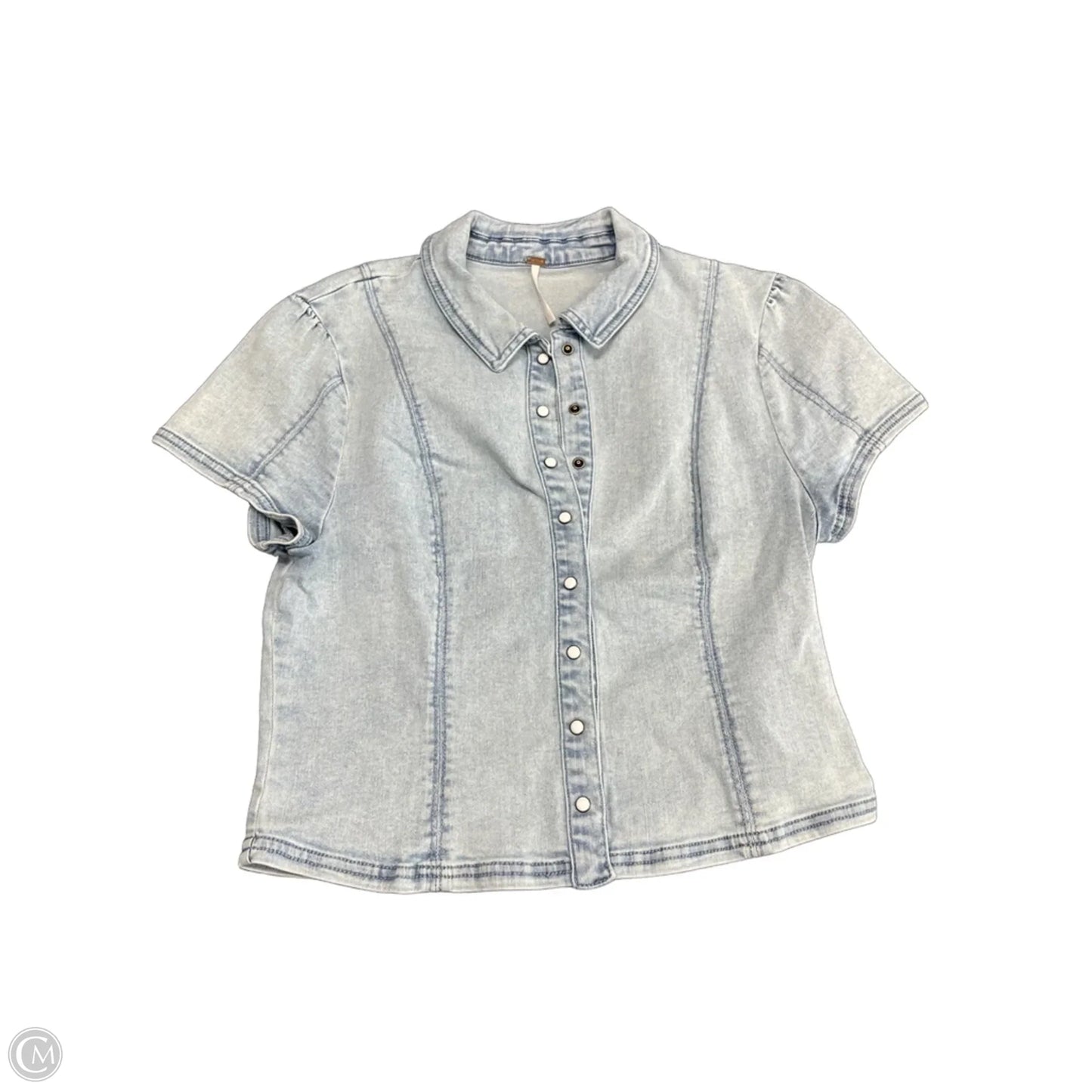 Top Short Sleeve By Free People In Blue Denim, Size: M