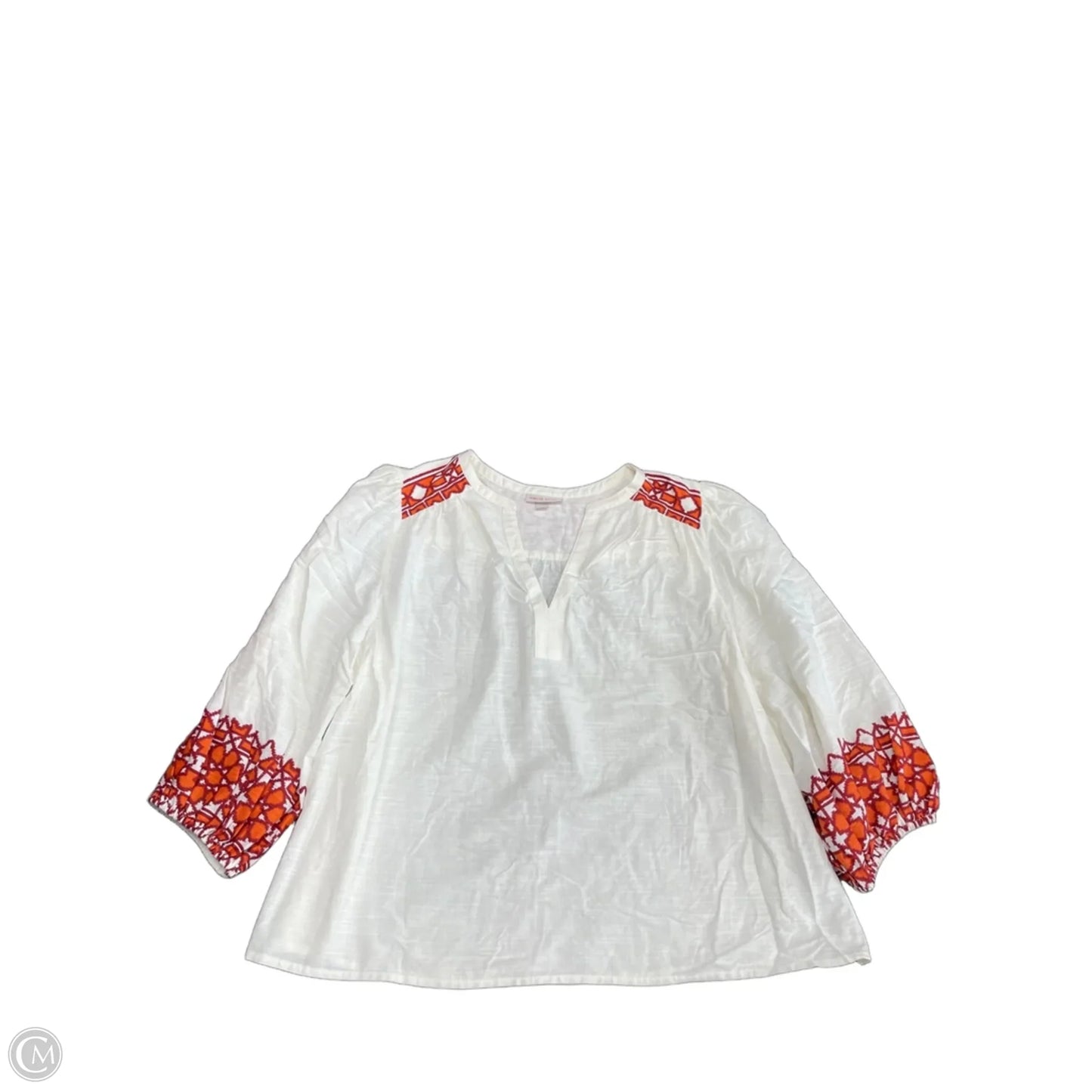 Tunic 3/4 Sleeve By Knox Rose In Cream & Red, Size: Xl