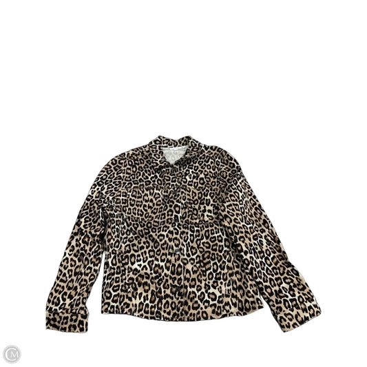 Jacket Denim By Chicos In Leopard Print, Size: Xl