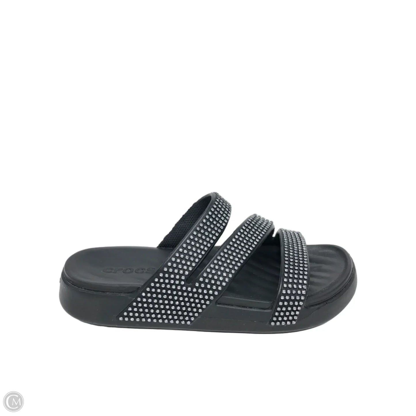 Sandals Heels Wedge By Crocs In Black, Size: 8