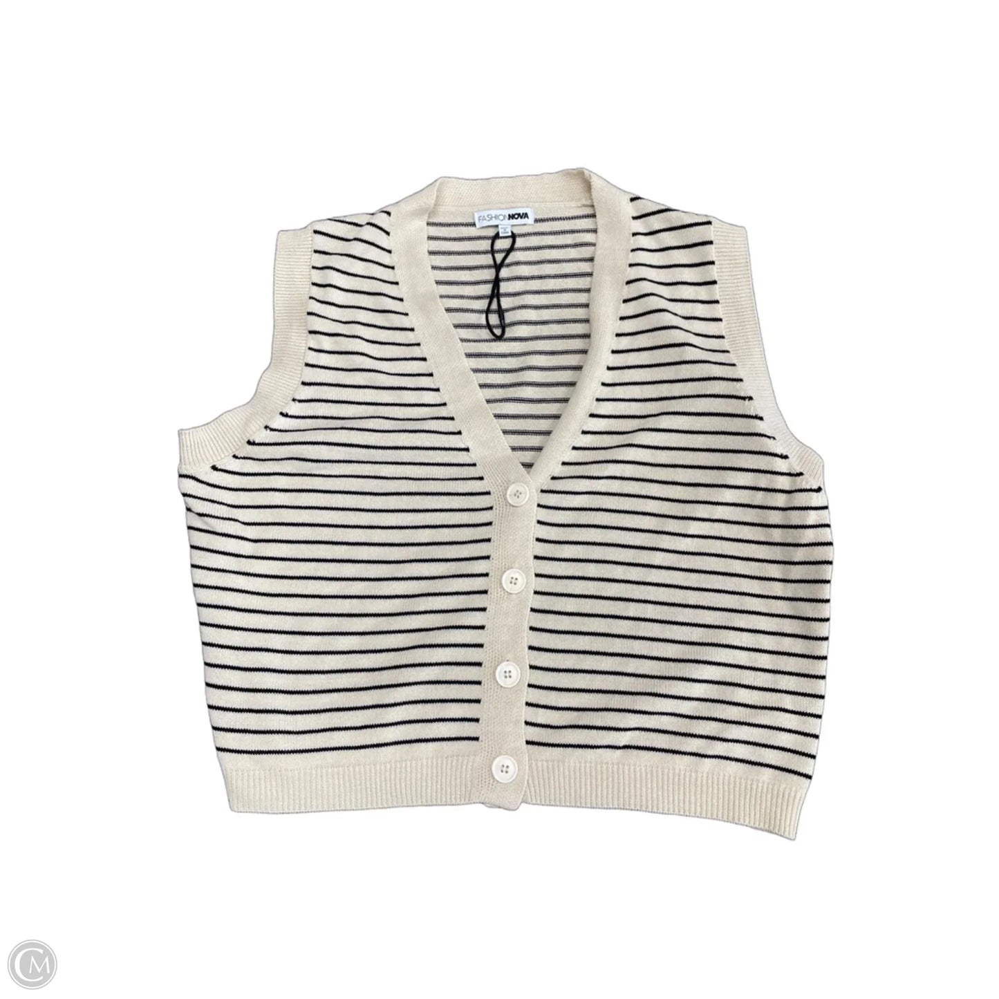 Vest Sweater By Fashion Nova In Black & Tan, Size: L
