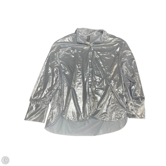 Blouse Long Sleeve By Anthropologie In Silver, Size: L