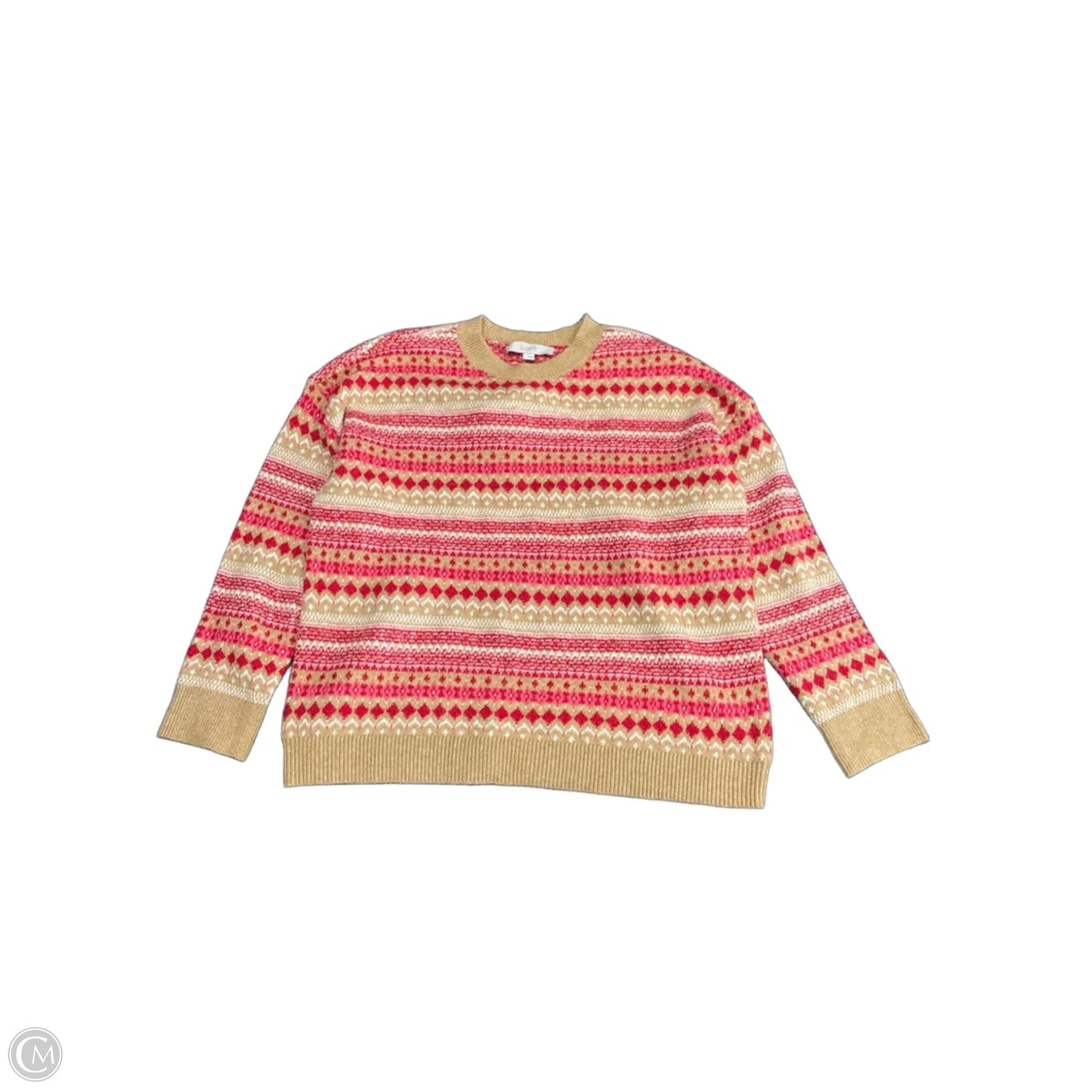 Sweater By Loft In Brown & Pink, Size: L