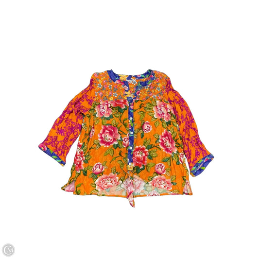 Top Long Sleeve By John Mark In Floral Print, Size: 1x