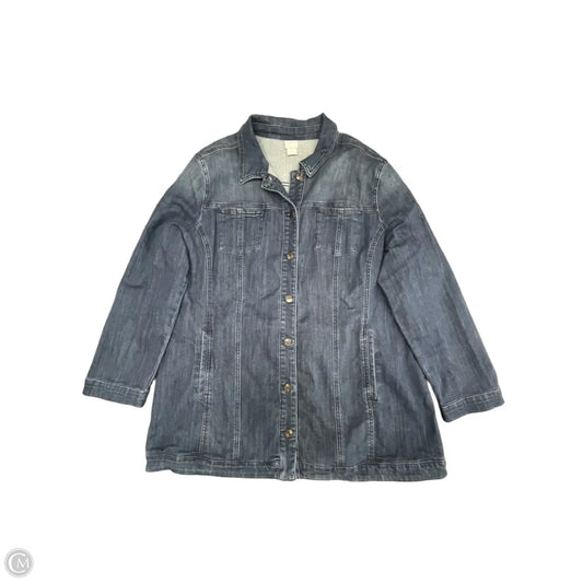 Jacket Denim By Chicos In Blue Denim, Size: Xxl