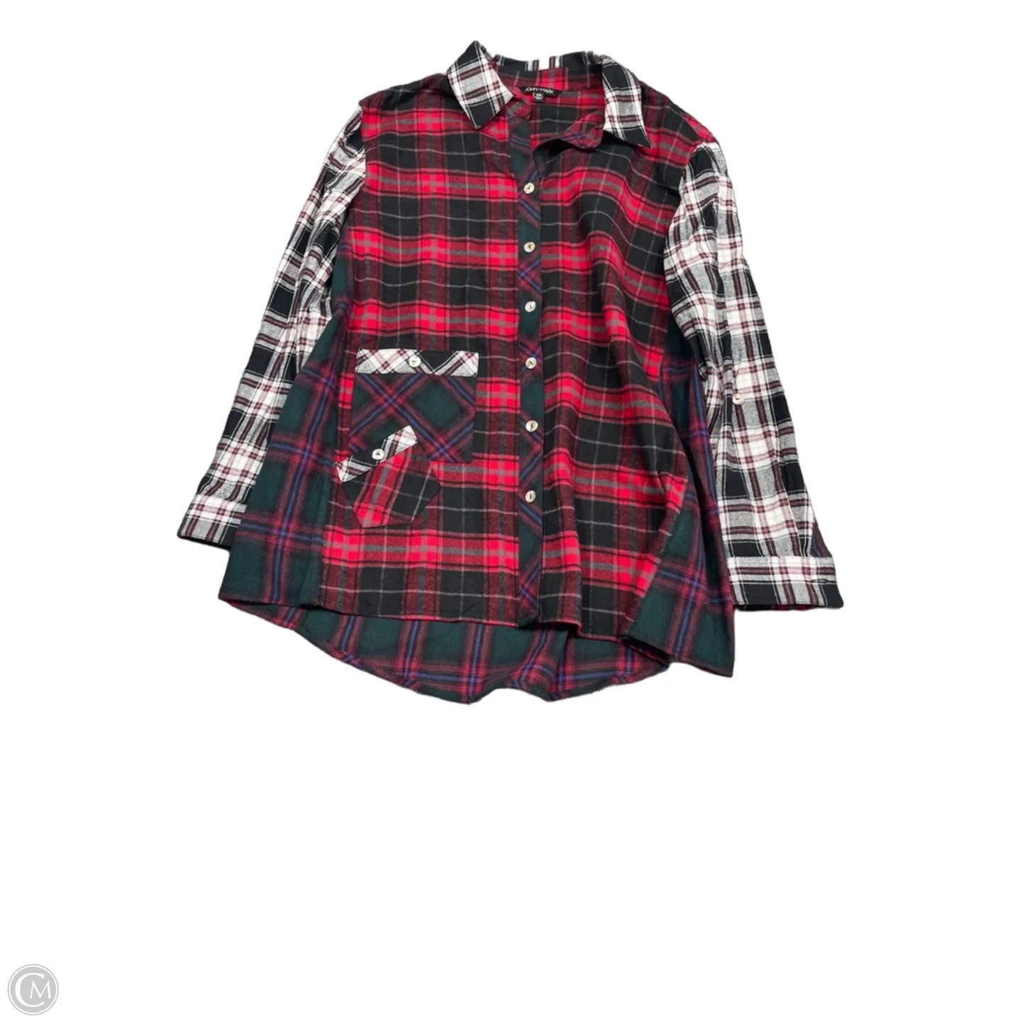 Top Long Sleeve By John Mark In Plaid Pattern, Size: Xs