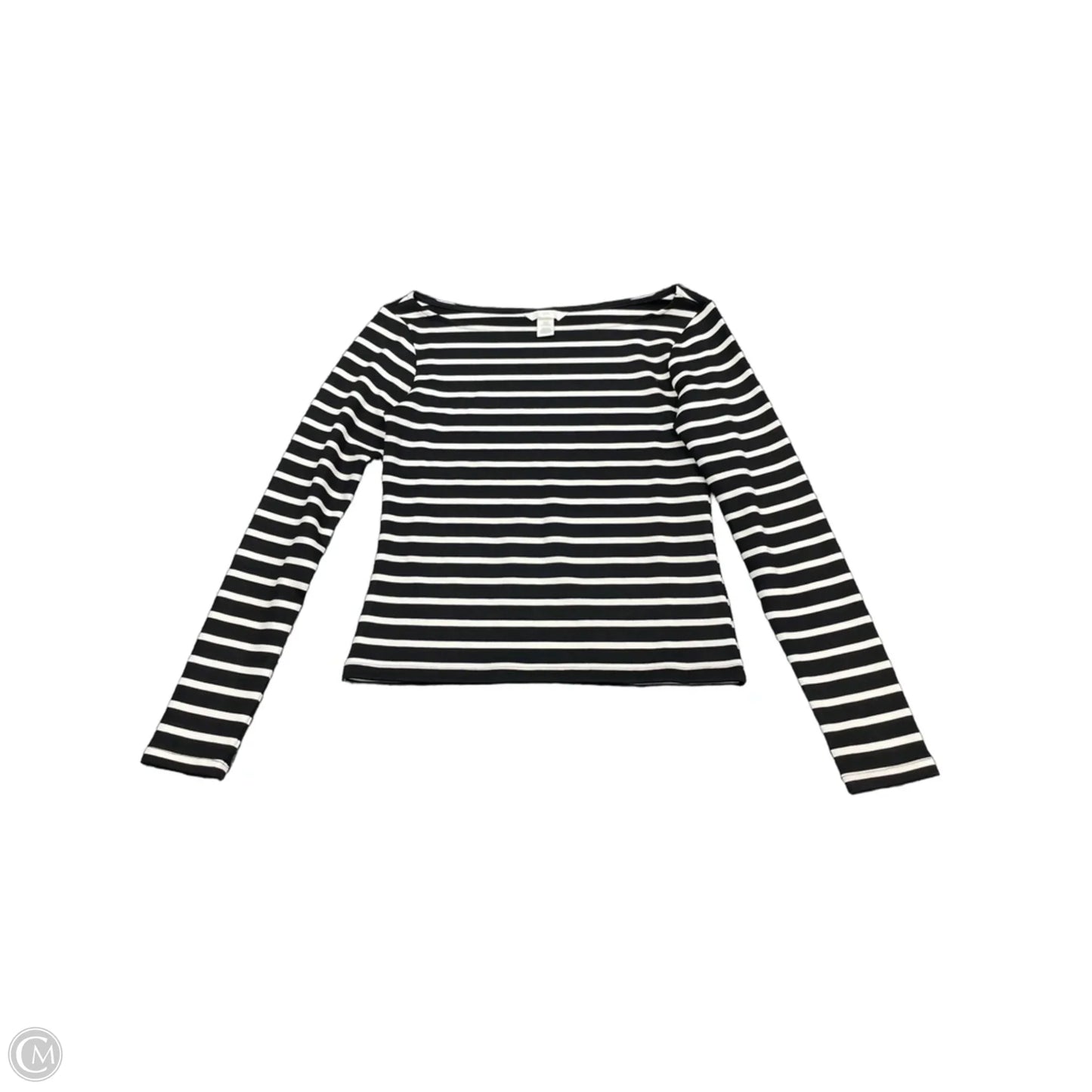Top Long Sleeve By H&m In Black & White, Size: M