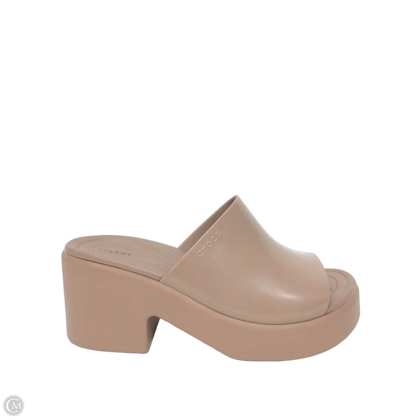 Sandals Heels Platform By Crocs In Tan, Size: 7