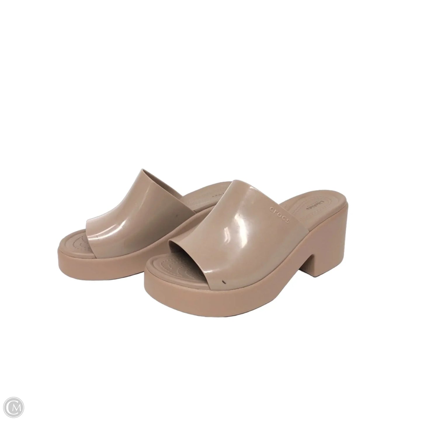 Sandals Heels Platform By Crocs In Tan, Size: 7