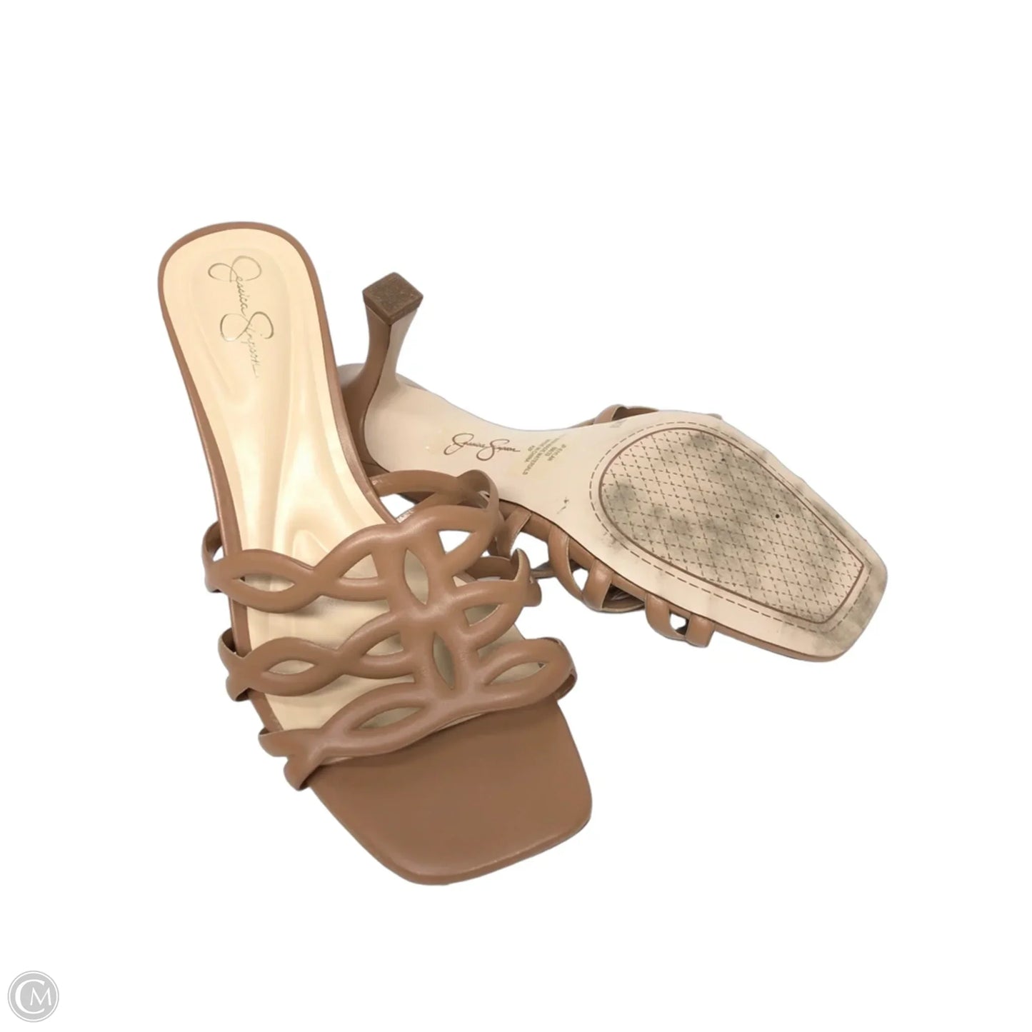 Sandals Heels Kitten By Jessica Simpson In Tan, Size: 8