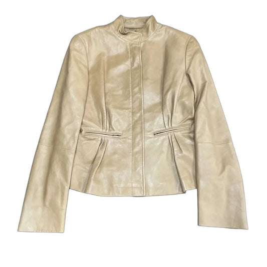 Jacket Leather By Lafayette 148 In Tan, Size: 4