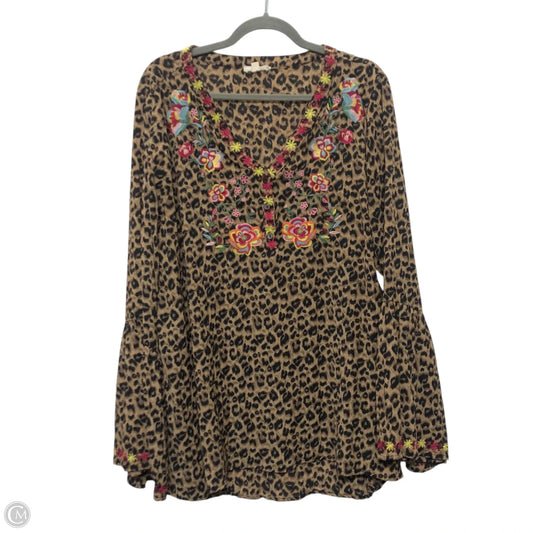 Blouse Long Sleeve By Oddi In Leopard Print, Size: 2x