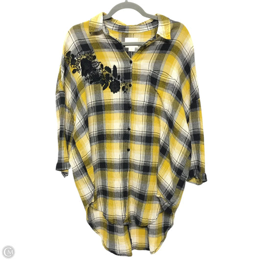 Top 3/4 Sleeve By Maeve In Black & Yellow, Size: S