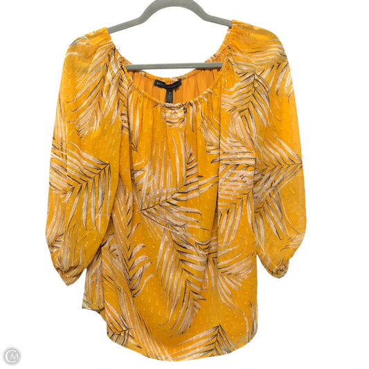 Top 3/4 Sleeve By White House Black Market In Yellow, Size: M