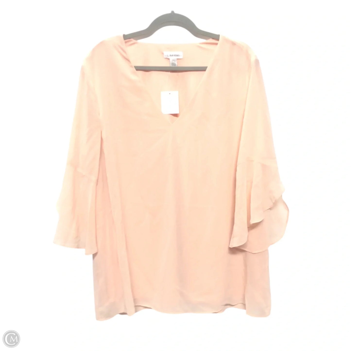 Blouse 3/4 Sleeve By Calvin Klein In Peach, Size: Xl