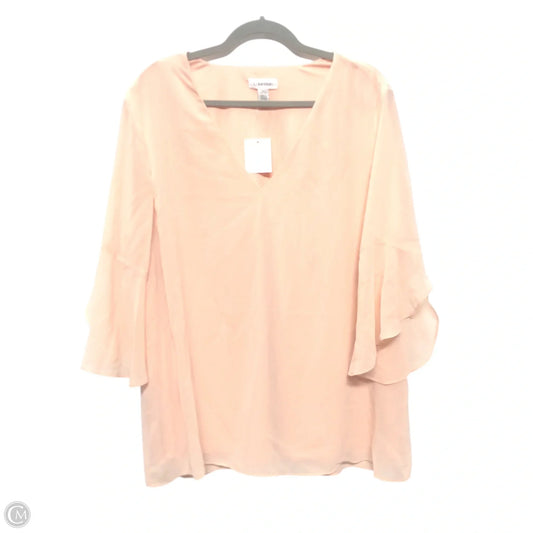 Blouse 3/4 Sleeve By Calvin Klein In Peach, Size: Xl