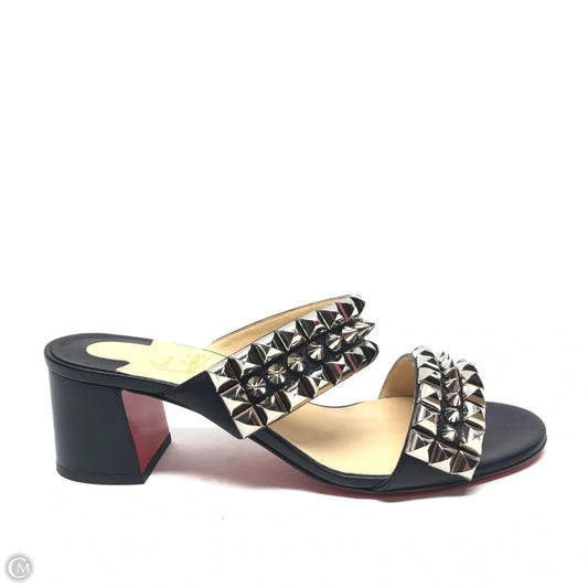 Shoes Luxury Designer By Christian Louboutin In Black & Silver, Size: 8