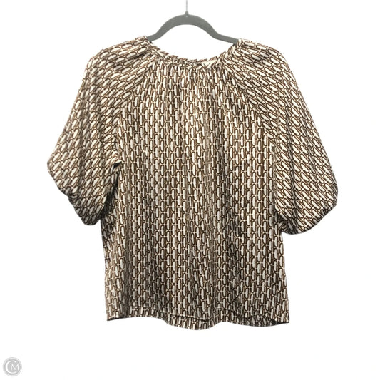 Blouse Short Sleeve By Worthington In Brown & Cream, Size: S