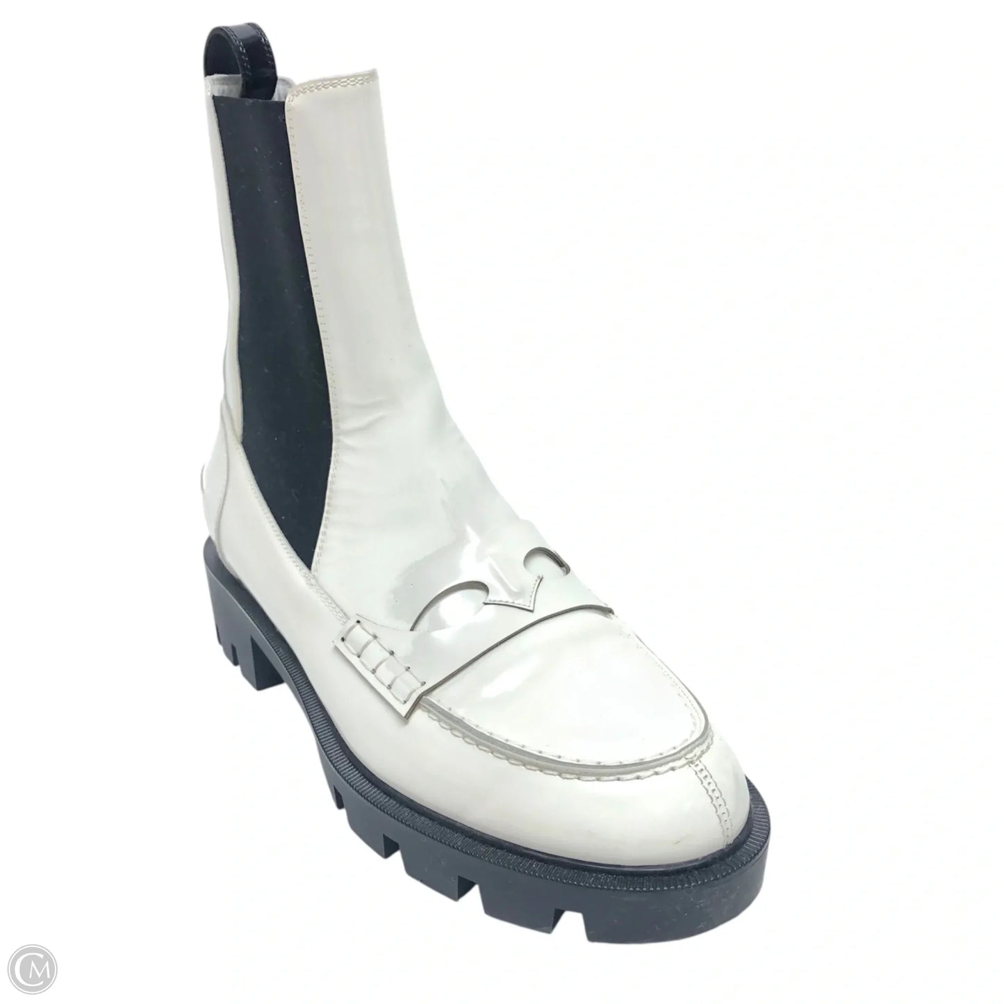 Boots Luxury Designer By Christian Louboutin In White, Size: 8.5