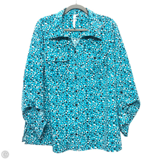 Top Long Sleeve By Ny Collection In Teal, Size: 2x