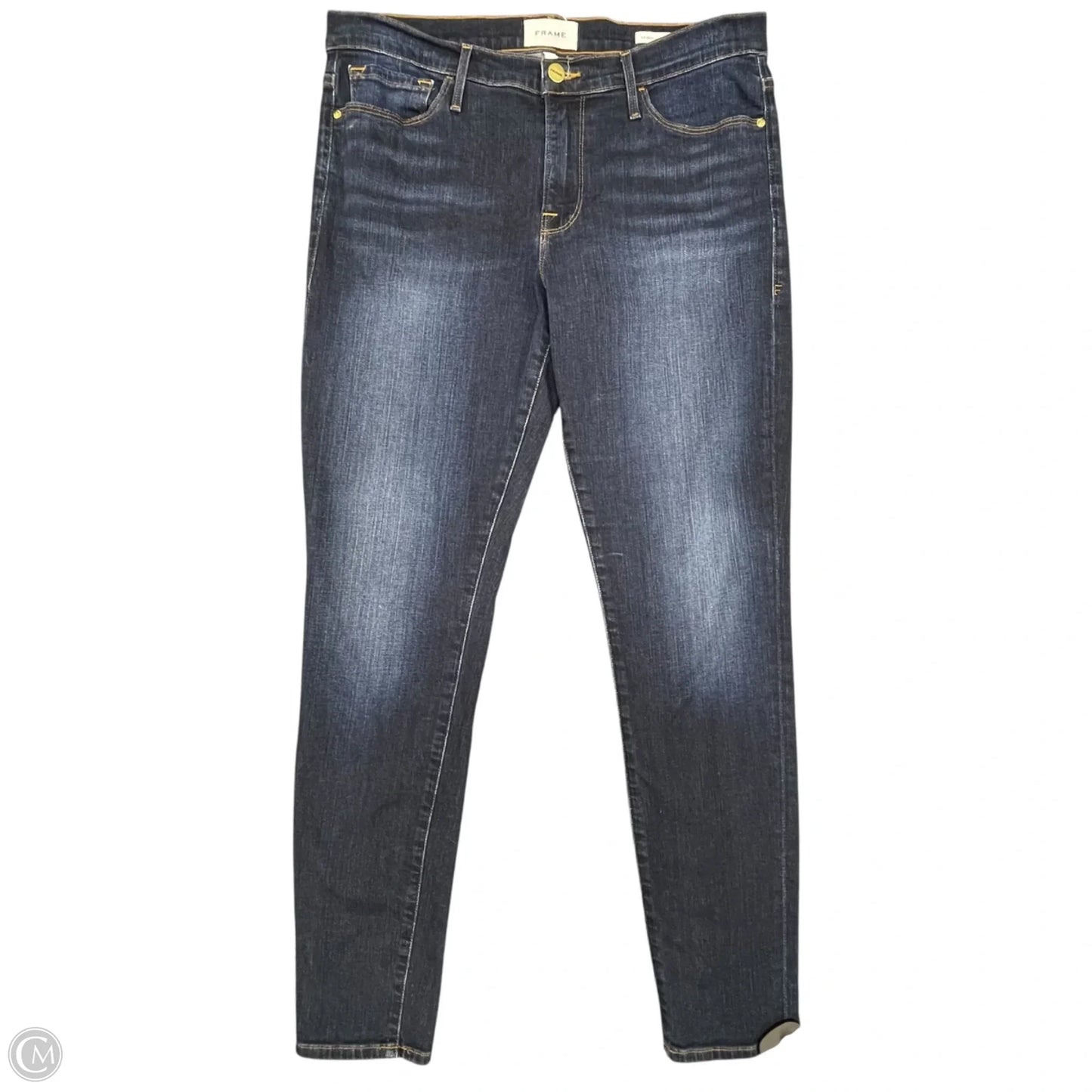 Jeans Skinny By Frame In Blue Denim, Size: 10