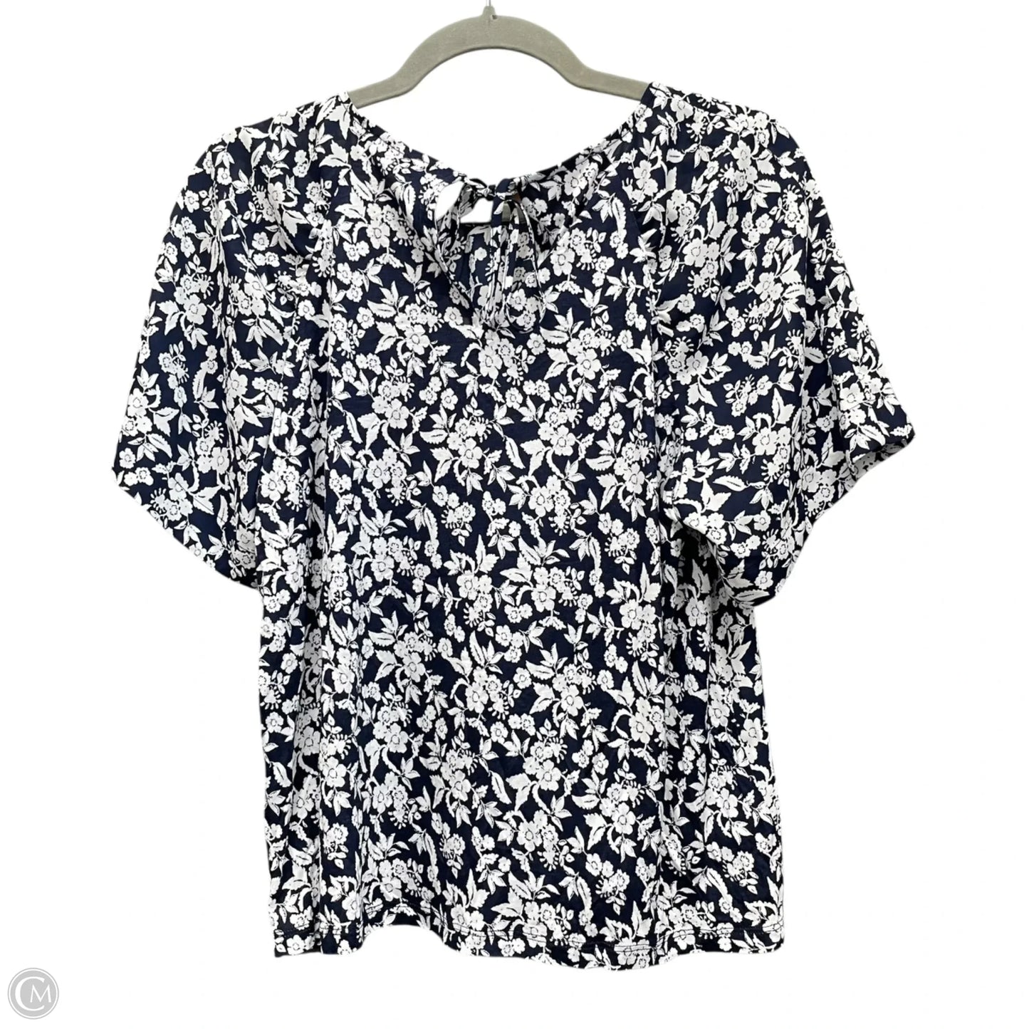 Top Short Sleeve By Loft In Blue & White, Size: Sp