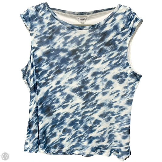 Top Sleeveless By Calvin Klein In Blue & White, Size: Xlp