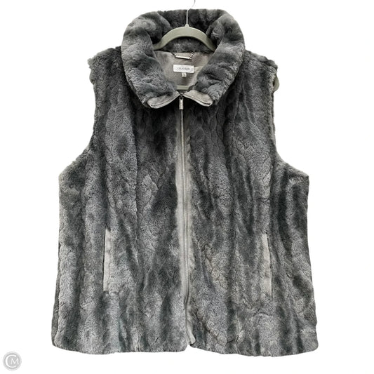 Vest Faux Fur & Sherpa By Calvin Klein In Grey, Size: Xl
