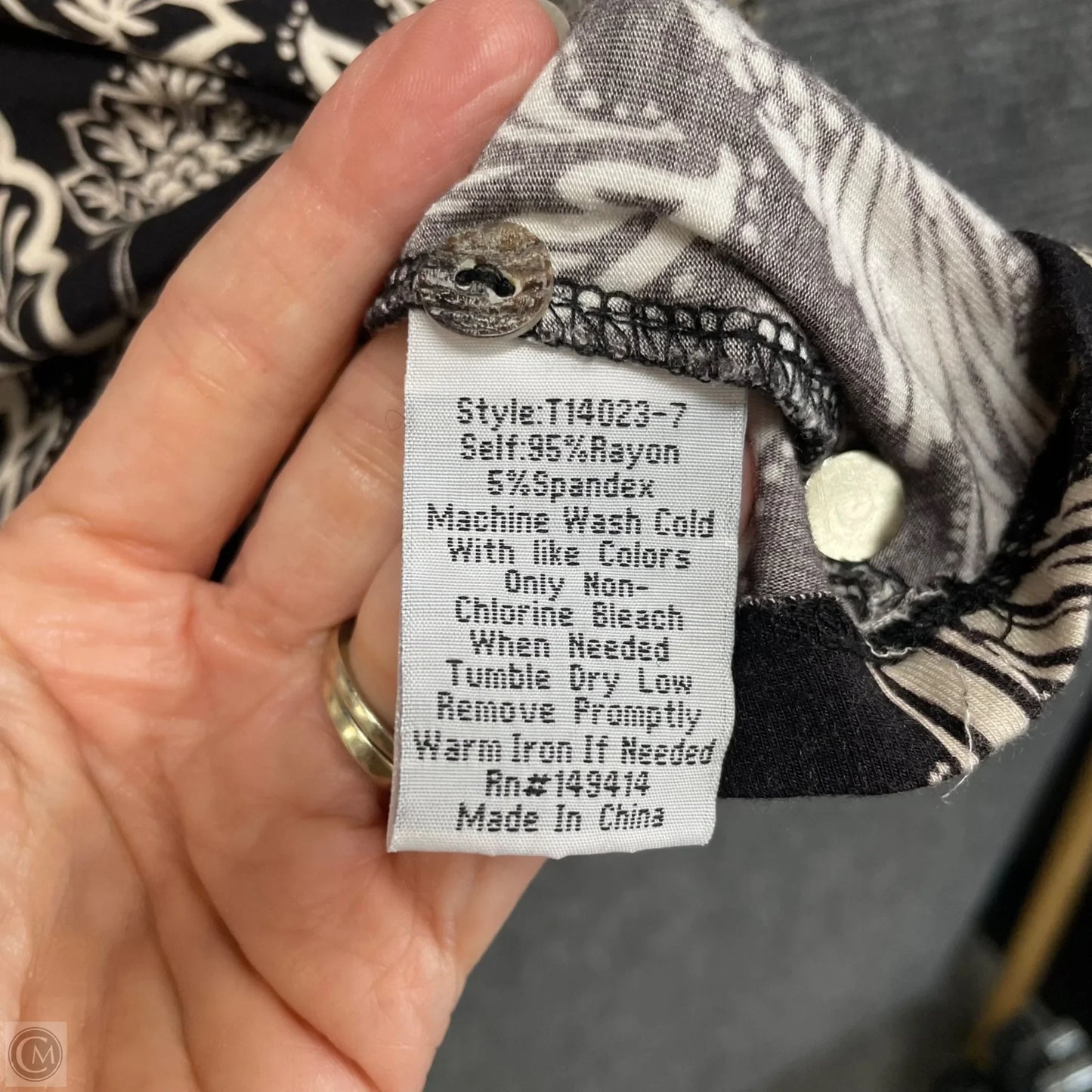 Top Long Sleeve By Johnny Was In Black & Cream, Size: Xl