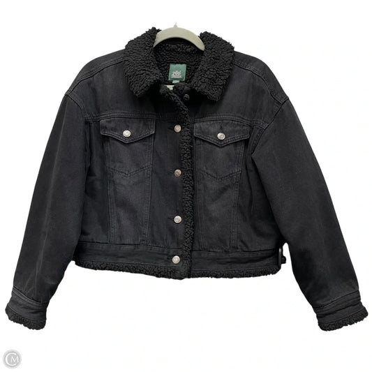 Jacket Faux Fur & Sherpa By Wild Fable In Black Denim, Size: Xs