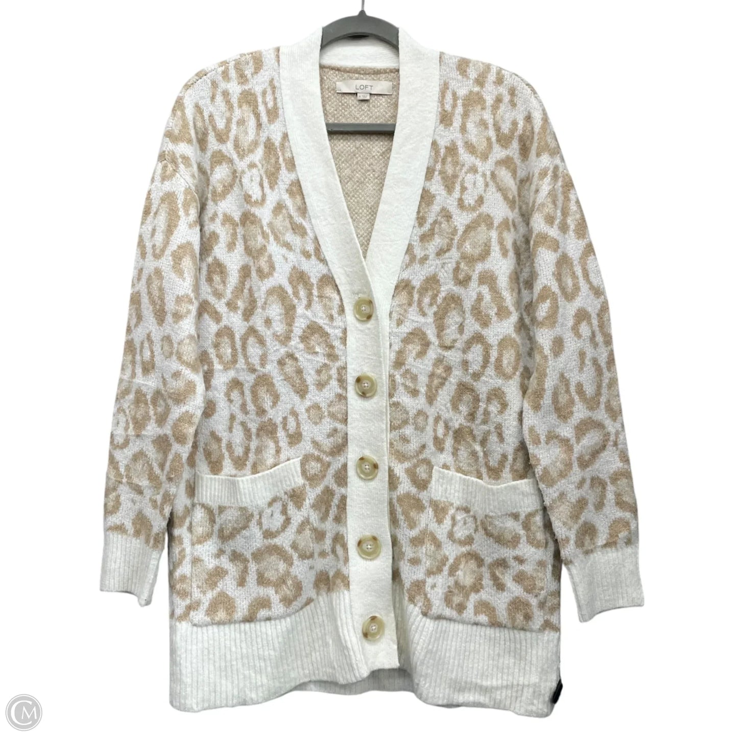 Sweater Cardigan By Loft In Beige, Size: M