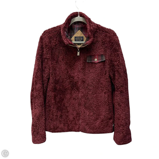 Jacket Fleece By Pendleton In Maroon, Size: S