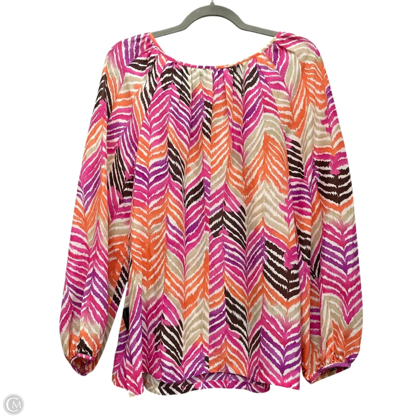 Top Long Sleeve By Trina Turk In Orange & Pink, Size: L