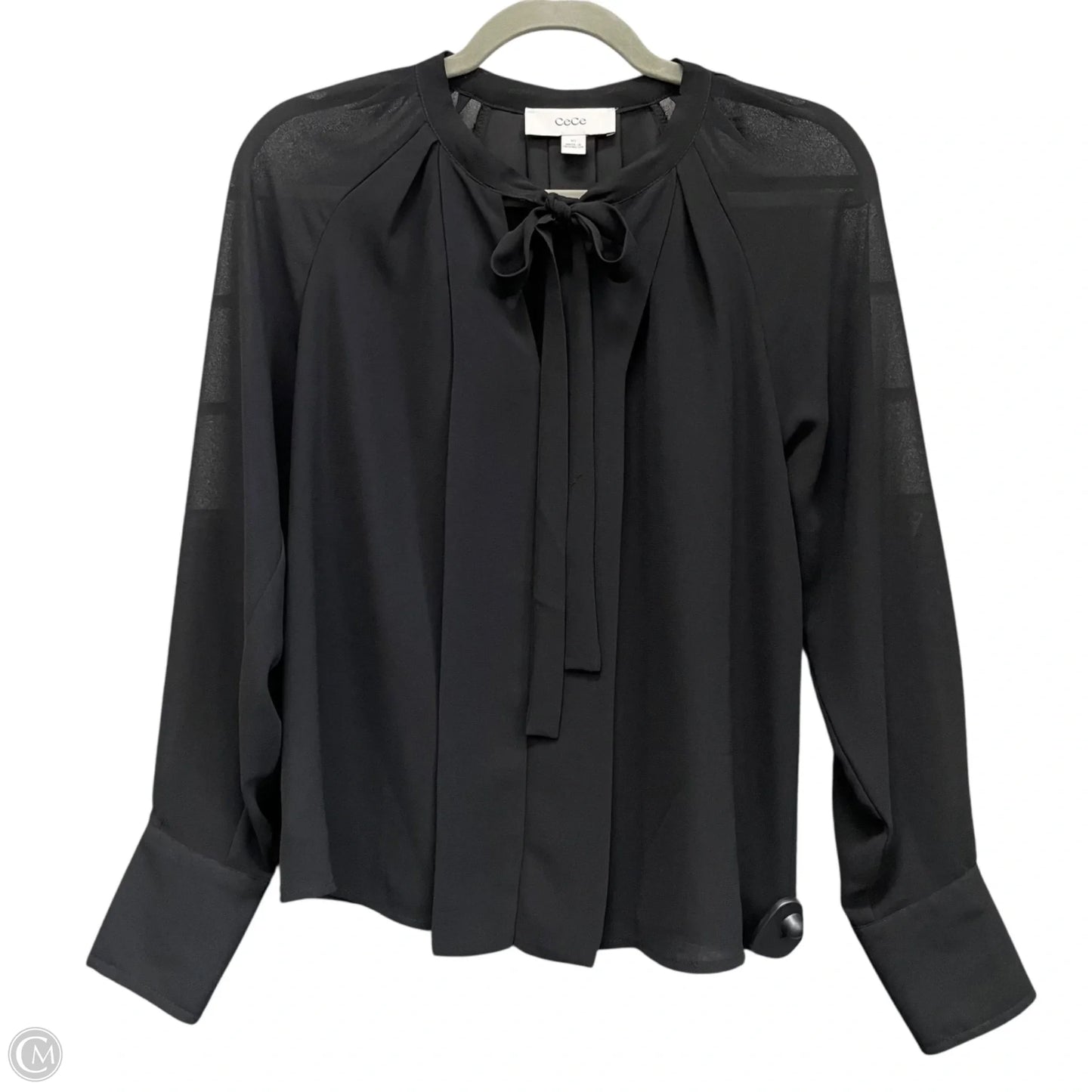 Blouse Long Sleeve By Cece In Black, Size: Xs