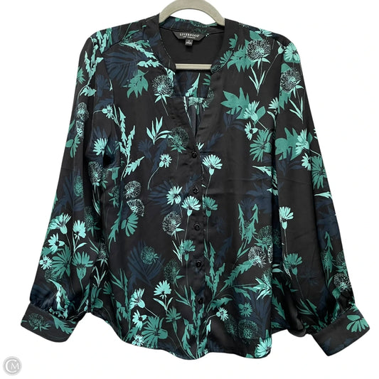 Blouse Long Sleeve By Liverpool In Black & Green, Size: M