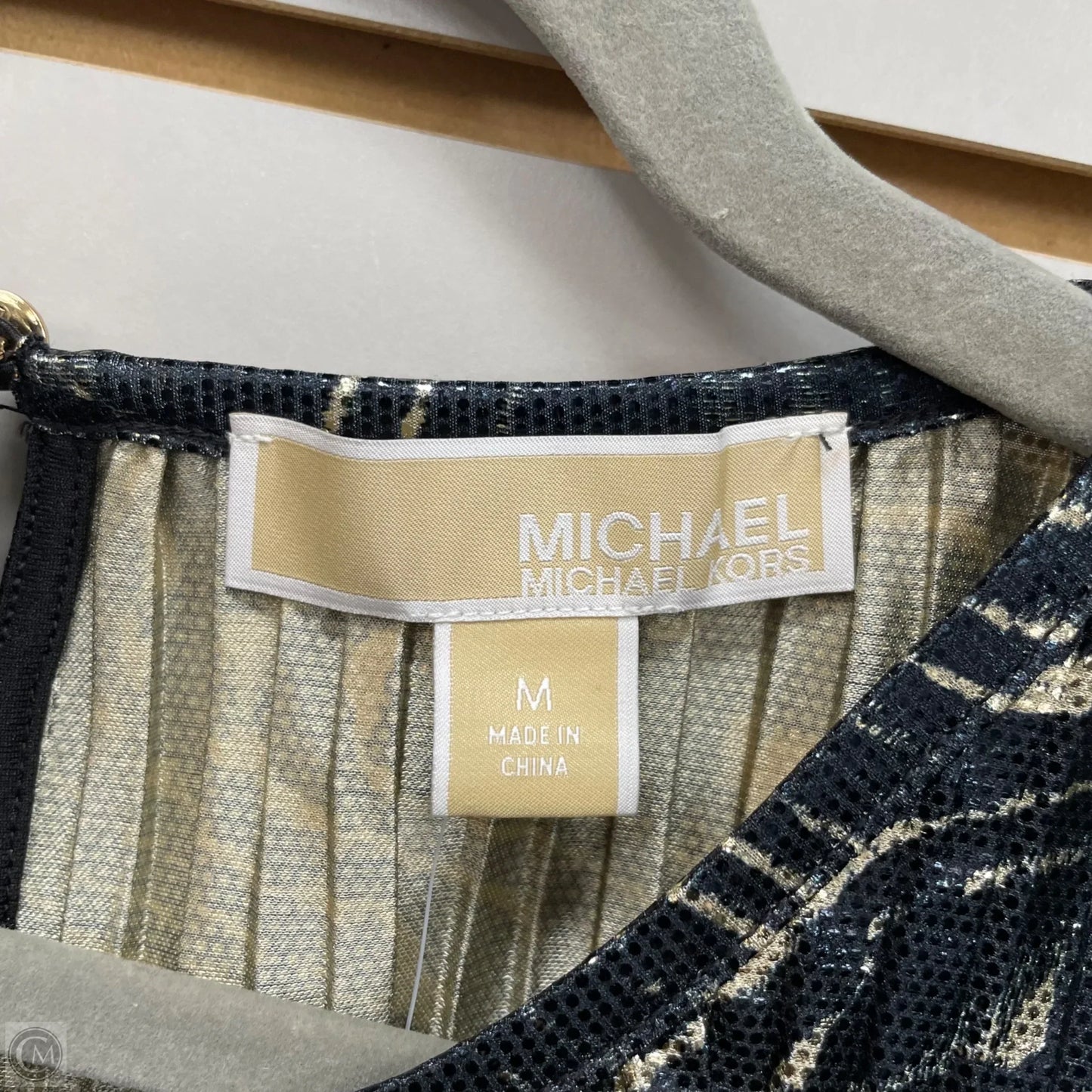 Blouse Long Sleeve By Michael By Michael Kors In Blue & Gold, Size: M