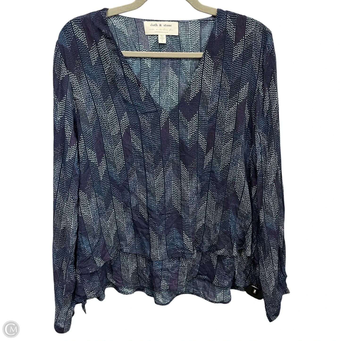 Blouse Long Sleeve By Cloth & Stone In Blue, Size: L