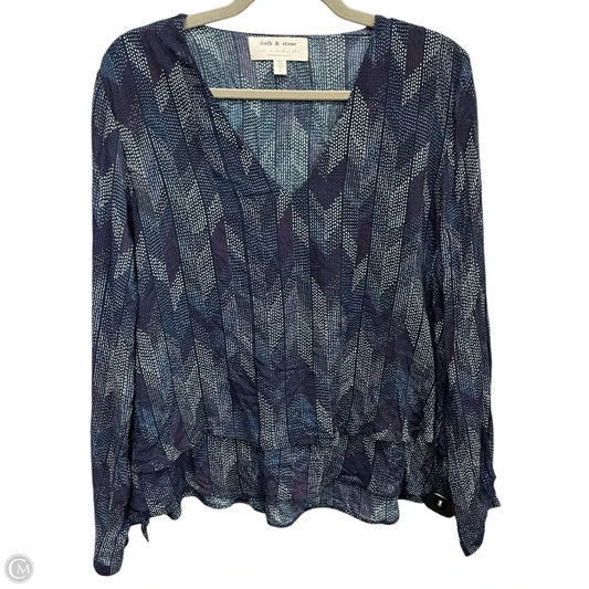 Blouse Long Sleeve By Cloth & Stone In Blue, Size: L