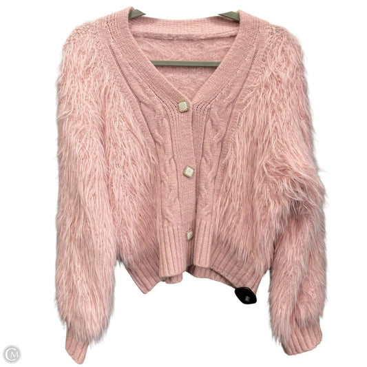 Sweater Cardigan By Clothes Mentor In Pink, Size: S