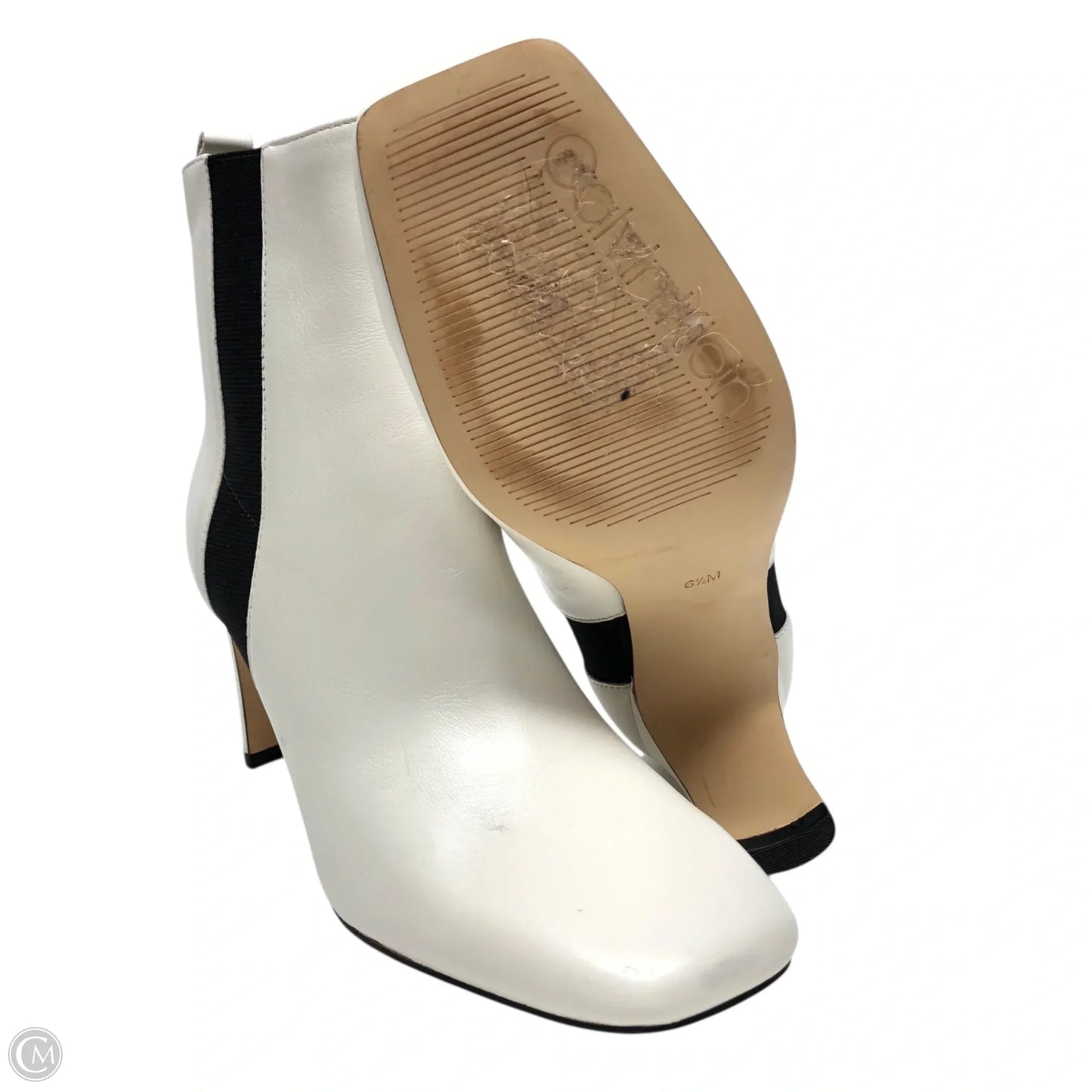 Boots Ankle Heels By Calvin Klein In White, Size: 6.5