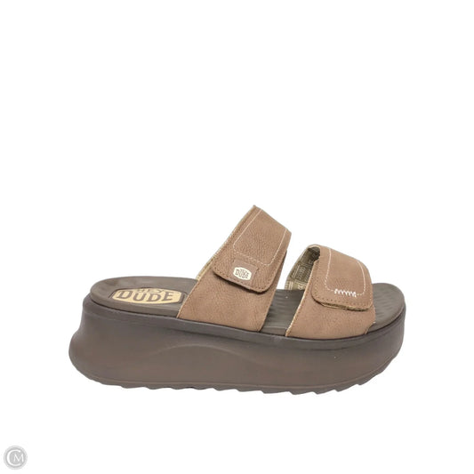 Sandals Heels Platform By Hey Dude In Brown, Size: 8